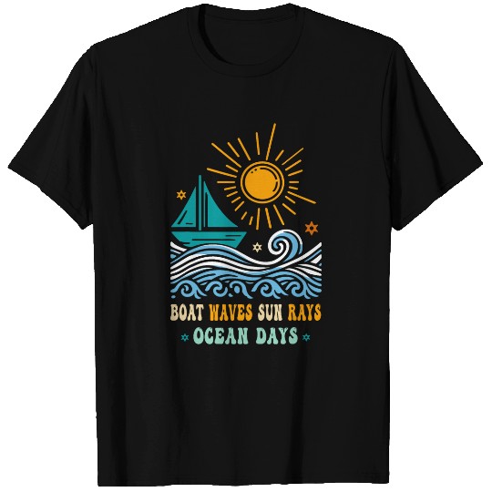 Marine Navigation Boat Waves Sun Rays Ocean Day Cabin cruise T-Shirts