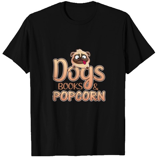Book Lover Dogs Books and Popcorn T-Shirts