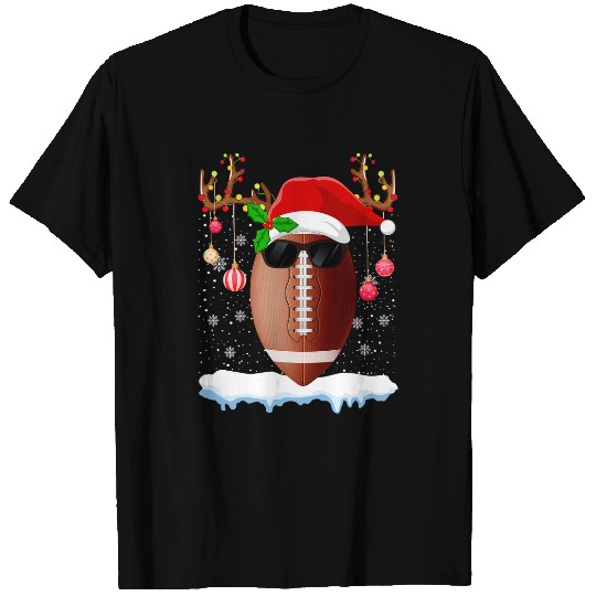 Funny Rugby Sports Lover Reindeer Santa Hat Rugby Christmas T-Shirts