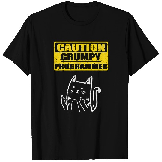 Working Caution Grumpy Programmer Colleague Sarcastic Cat T-Shirts