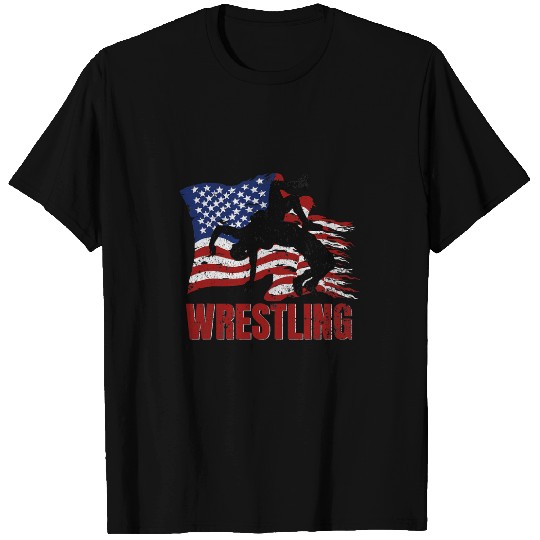 Wrestling American Flag Patriotic Apparel For Wrestlers 7 T-Shirts