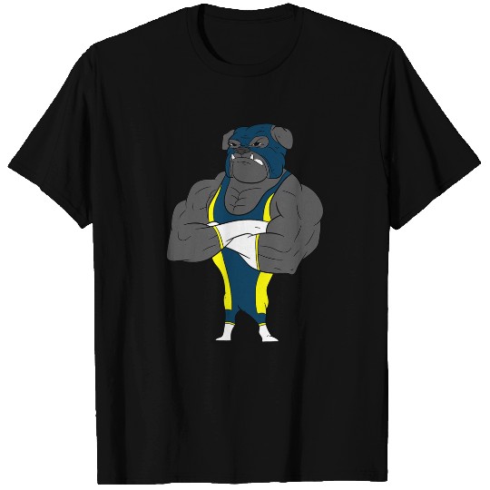 Wrestler Bulldog Design Dad Wrestling T-Shirts