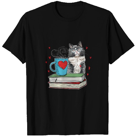 Cute Cat Reading Book For Cat Lovers T-Shirts