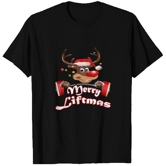 Merry Liftmas Funny Reindeer Bodybuilding Gym Christmas T-Shirts