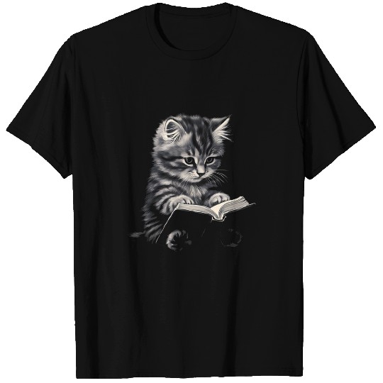 Cute Cat Reading Book Teacher Librarian Cat Lover Book Club T-Shirts