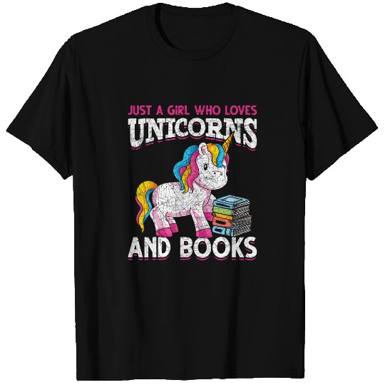 Book Lover Reading Bookworm Girls Fantasy Animal Unicorns T-Shirts
