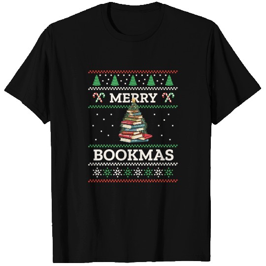 Merry Bookmas Books Pine Tree Funny Reading Lover Christmas T-Shirts