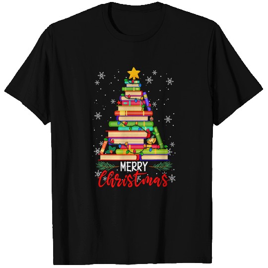 Book Lovers Christmas Tree Funny Librarian Merry Christmas T-Shirts