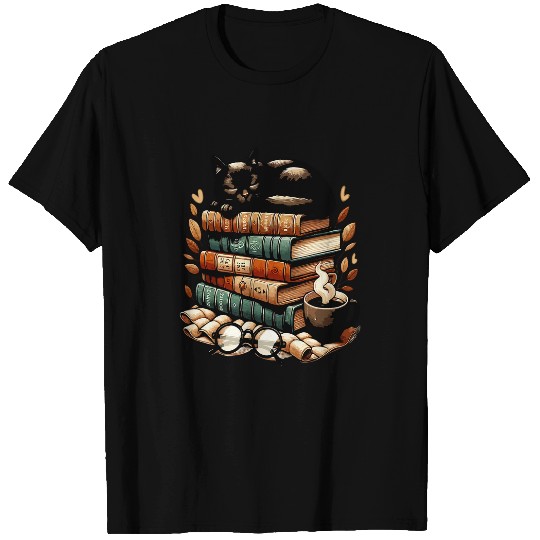 Sleepy Cat Book Lover T-Shirts