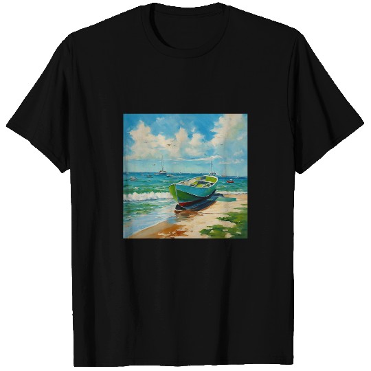 Boat Sandy Beach Sea gift for summer vacation cruise ship T-Shirts