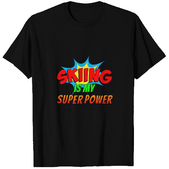 Skiing is my Superpower Funny Skier Comic Book Superhero T-Shirts