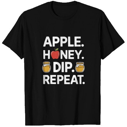 Apple Honey Dip Repeat Funny Rosh Hashanah Jewish New Year T-Shirts