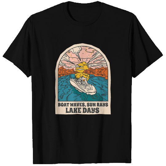 Summer Vacation Boat and Sunshine Travel Lake T-Shirts
