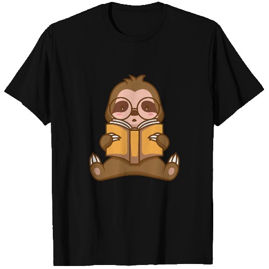 Sloth reading a Book Library T-Shirts