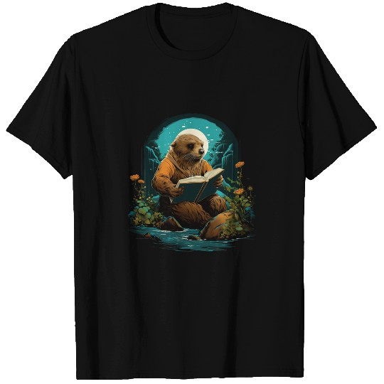 Cute River Otter Books Lover Boys Otter Reading Book T-Shirts