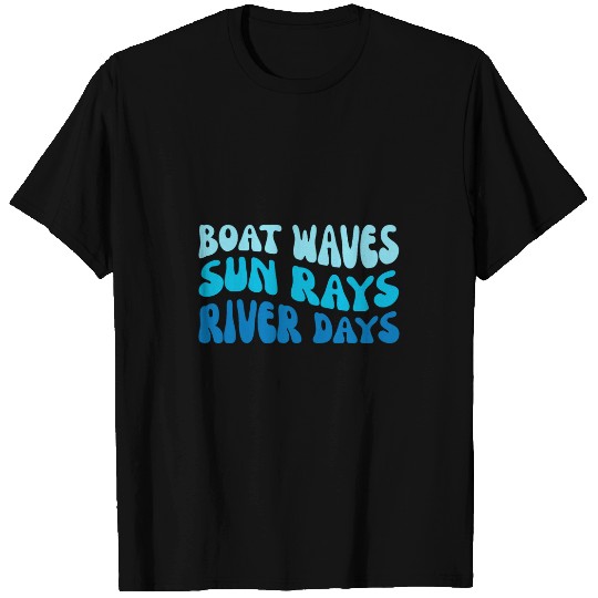 Cute Summer Vacation Sunset Boat Waves Sun Rays River Days T-Shirts