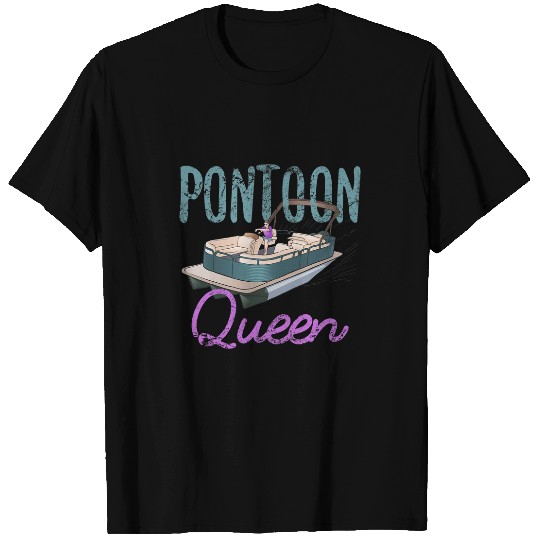 Pontoon Queen Fun Boat Lake Captain 1 T-Shirts