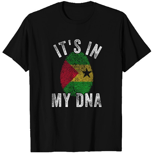 Funny its in my DNA Sao Tome and Principe flag Fingerprint T-Shirts