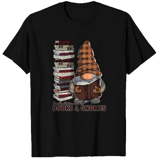 Easily distracted by books and gnomes reading lover T-Shirts