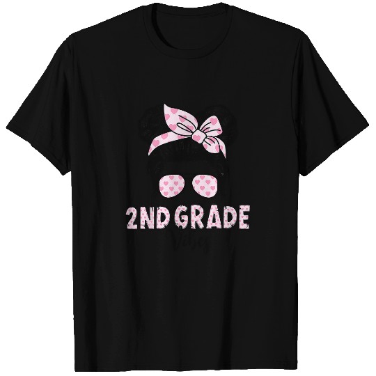 2nd Grade Vibes Messy Hair Bun Girl Back to School First Day T-Shirts
