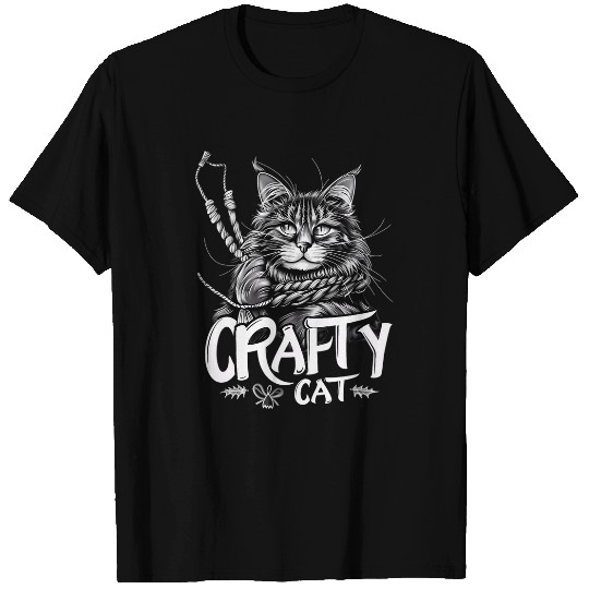 Crafty Cat Graphic Maine Coon with Rope Design T-Shirts