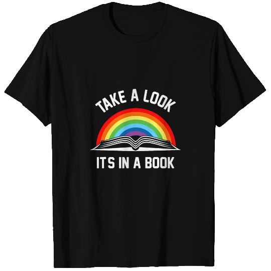 Take A Look Its A Book Retro Rainbow Reading Bookworm T-Shirts