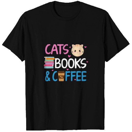 Reading Cats And Coffee Book Nerd Cat Lover Kitten T-Shirts