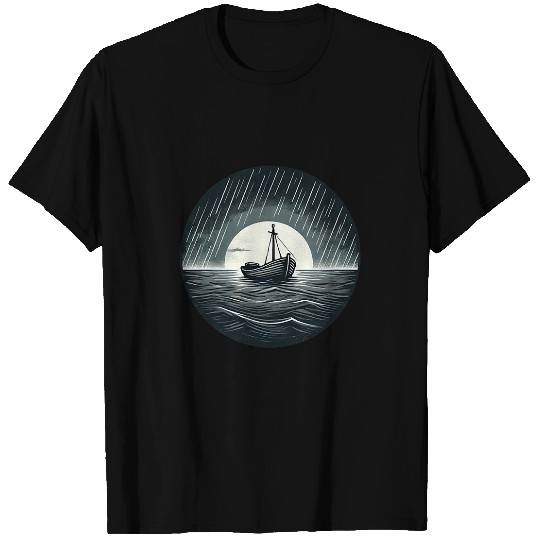 Solitary Boat Sad Melancholic Graphic S32 T-Shirts