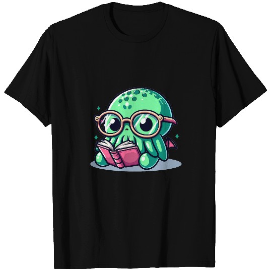 Adorable Book Lover Cthulhu With Reading Glasses Cute T-Shirts