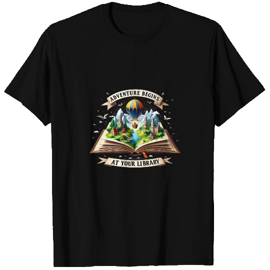 Nature Adventure Begins At Your Library Book Lover Camping T-Shirts