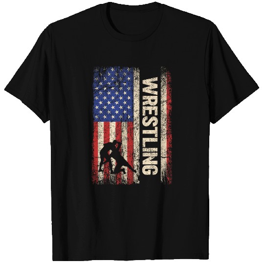 Wrestling USA American Flag Wrestle 4th of July Men T-Shirts