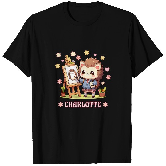 Charlotte Loves Hedgehogs Back to School Girls T-Shirts