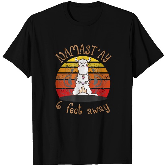 Funny Llamastay 6 Feet Away Llama Namaste Yoga T-Shirts