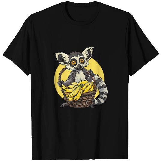 Banana Lemur Bananas Fruit Drawing Nature Animal Print T-Shirts