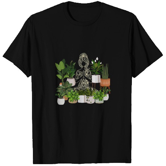 Plants And Meditation Mandala Silhouette Yoga Plant Lover T-Shirts