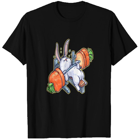 Benchpressing White Bunny Weightlifting Bodybuilding Muscle T-Shirts