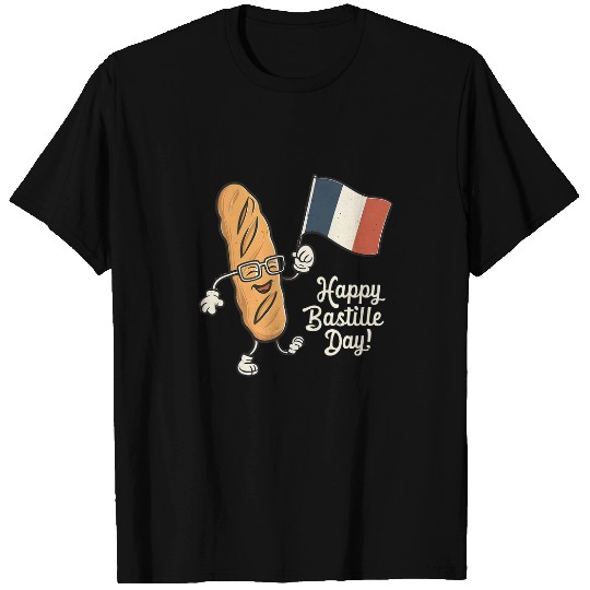Patriotic French Baghutte Bread Flag July 14th Bastille Day T-Shirts