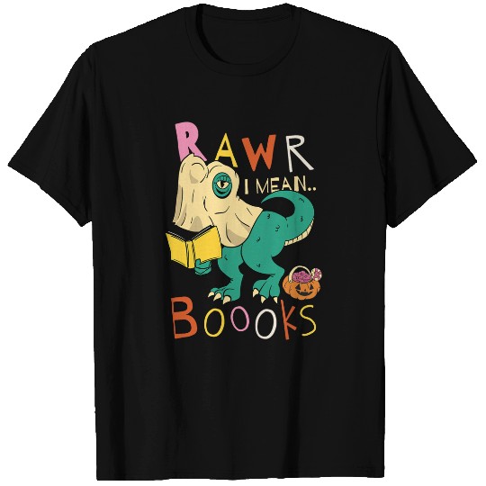 Reading Teacher Halloween Groovy Floral TRexs ghosts Book T-Shirts