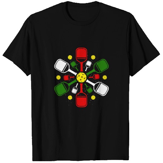 Pickleball Balls With Paddles Snowflake Merry Christmas xmass T-Shirts