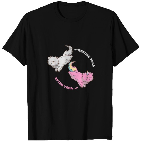 Before Yoga After Yoga Persian Cat Lover Joga Meditation T-Shirts