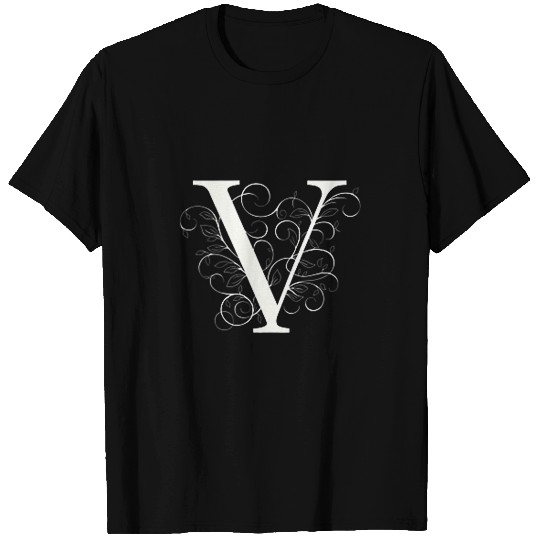 Elegant Flourished V Classic Monogram Design T-Shirts