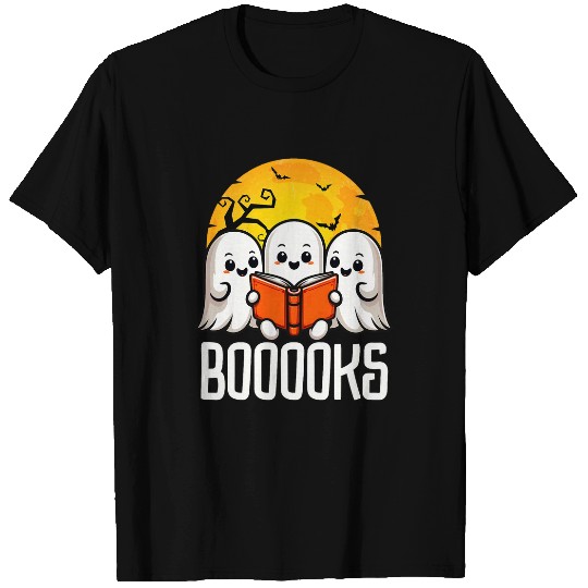 Halloween Booooks Cute ghostss Reading Books Librarian Teacher 4 T-Shirts
