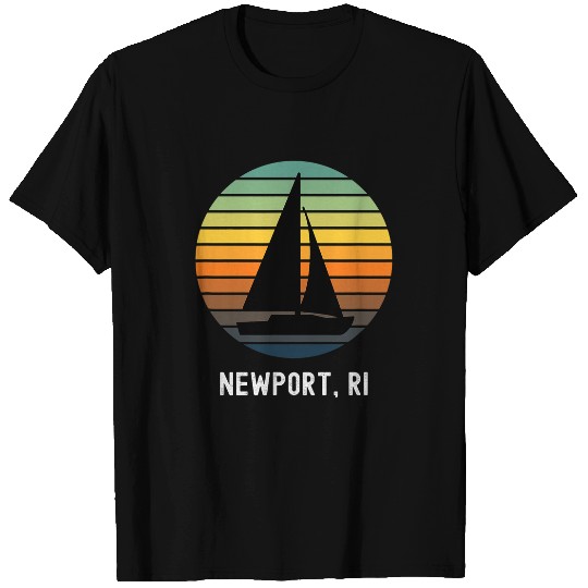 Newport Rhode Island Beach Vacation Retro Sailing Sail Boat T-Shirts