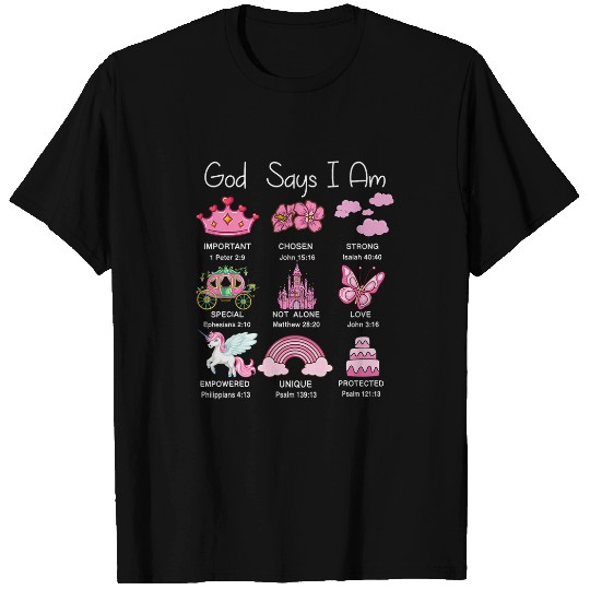 Kids Girl God Say I Am Princess Cute Christian Jesus Toddler T-Shirts