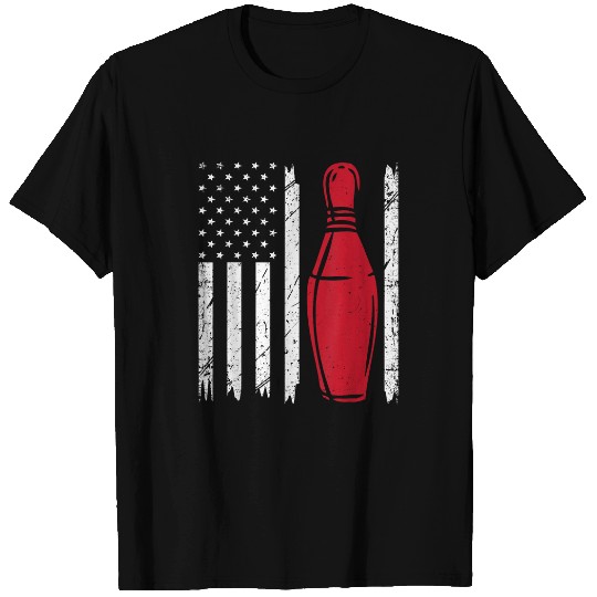 American Flag Patriotic Bowling Distressed vintagess Apparel T-Shirts