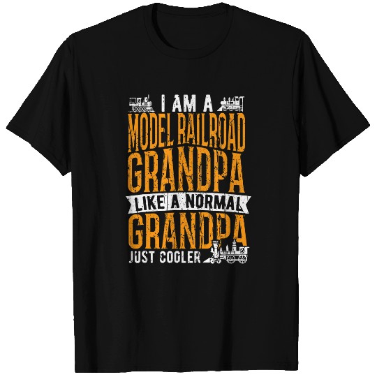 Mens Model Railroad Grandpa Locomotive Railway Men Model Train T-Shirts