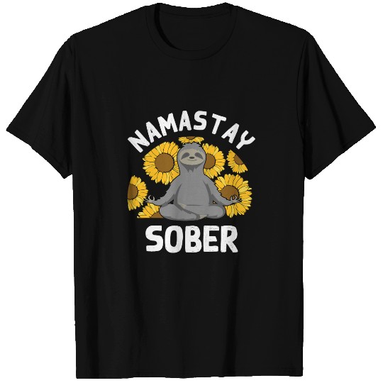 Mens Namastay Sober Sloth Yoga Funny Sobriety Meditation Reminder T-Shirts