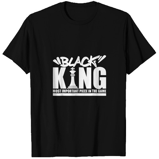 black king chess piece design couples king queen proud black T-Shirts