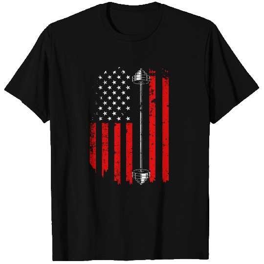 Cool Weightlifting Gift Funny Bodybuilding American Flag Gym T-Shirts