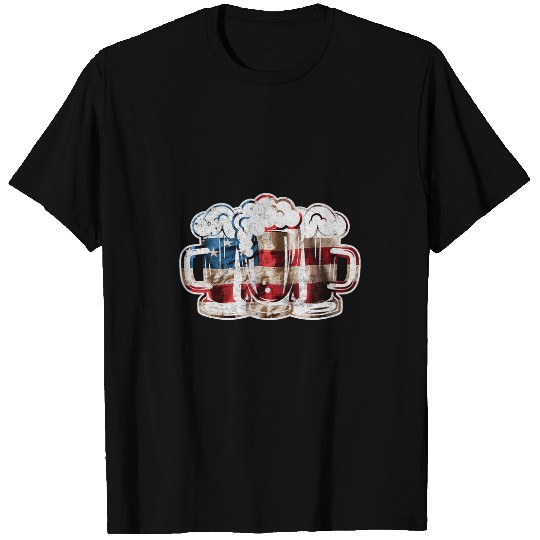 Beer American Flag 4th of July Men Women Merica USA T-Shirts